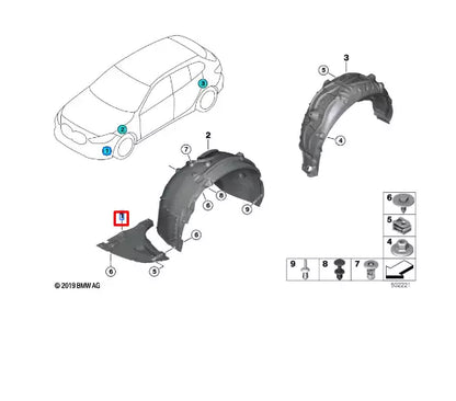 NEW BMW 1 F40 FRONT LEFT WHEEL ARCH COVER 51757447033 ORIGINAL