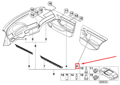 NEW BMW 3 E46 REAR RIGHT DOOR TRIM MOLDING 7047166 51457047166 ORIGINAL