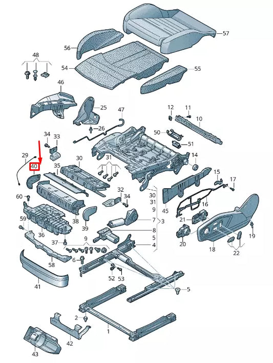 NEW AUDI Q7 4M FRONT RH SEAT CUSHION DEPTH EXTENSION TRIM 4M08817924PK