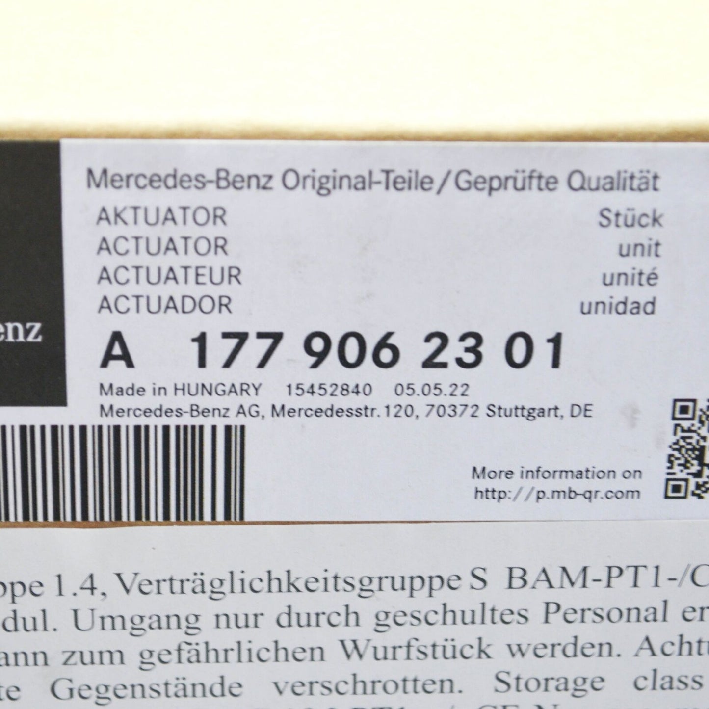 NEW MERCEDES-BENZ A W177 FRONT BONNET HOOD ACTUATOR A1779062301 ORIGINAL