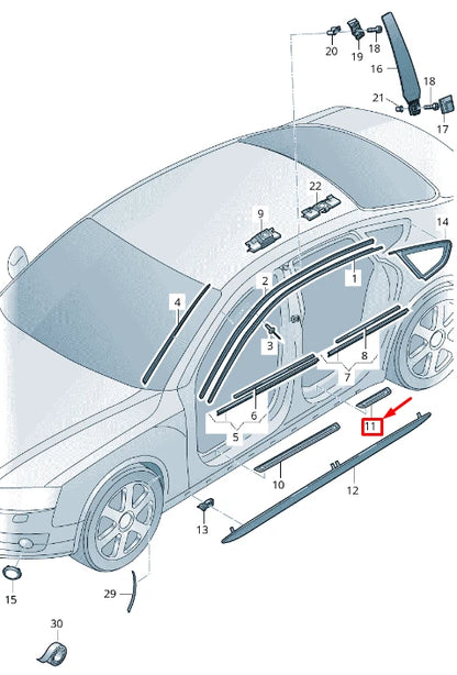 NEW AUDI A7 SPORTBACK 4G REAR LEFT SILL TRIM STRIP 4G8853375F9B9