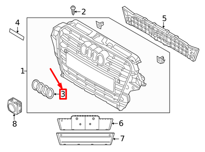 NEW AUDI Q5 8R FRONT GRILLE EMBLEM 8R0853605 ORIGINAL