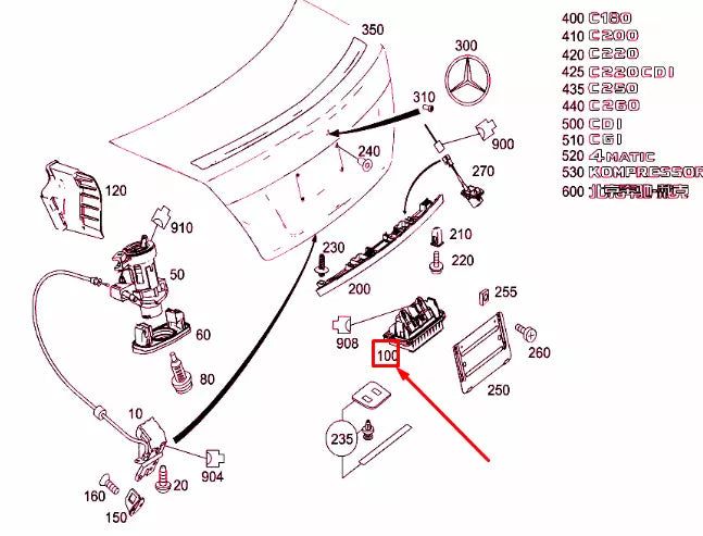 NEW MERCEDES-BENZ C W204 TRUNK LID RELEASE HANDLE A2047500293 ORIGINAL