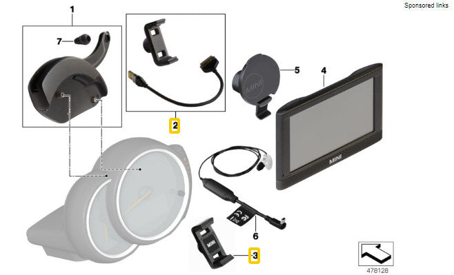Genuine MINI MINI MINI CLICK & DRIVE SYSTEM CRADLE CLIP 2406942